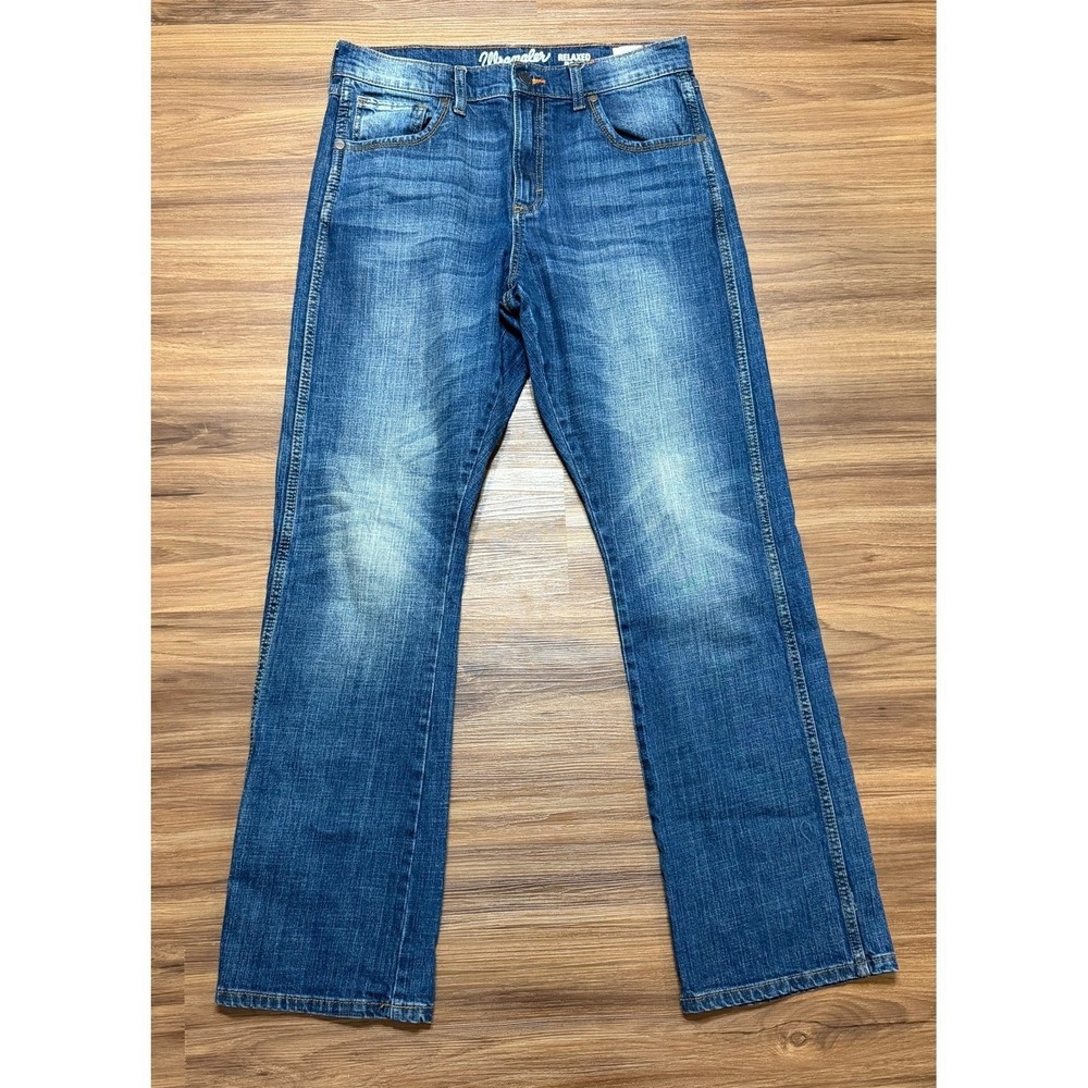 Wrangler Retro Relaxed Bootcut Jeans Denim Mens Medium Wash Faded Sz 31x34